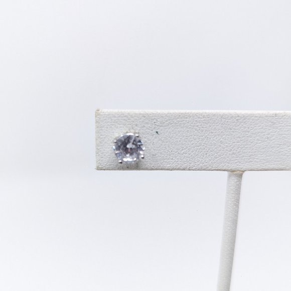 New Rhodalite Over Sterling Silver Diamond Simulant Stud Earrings - Picture 2 of 6